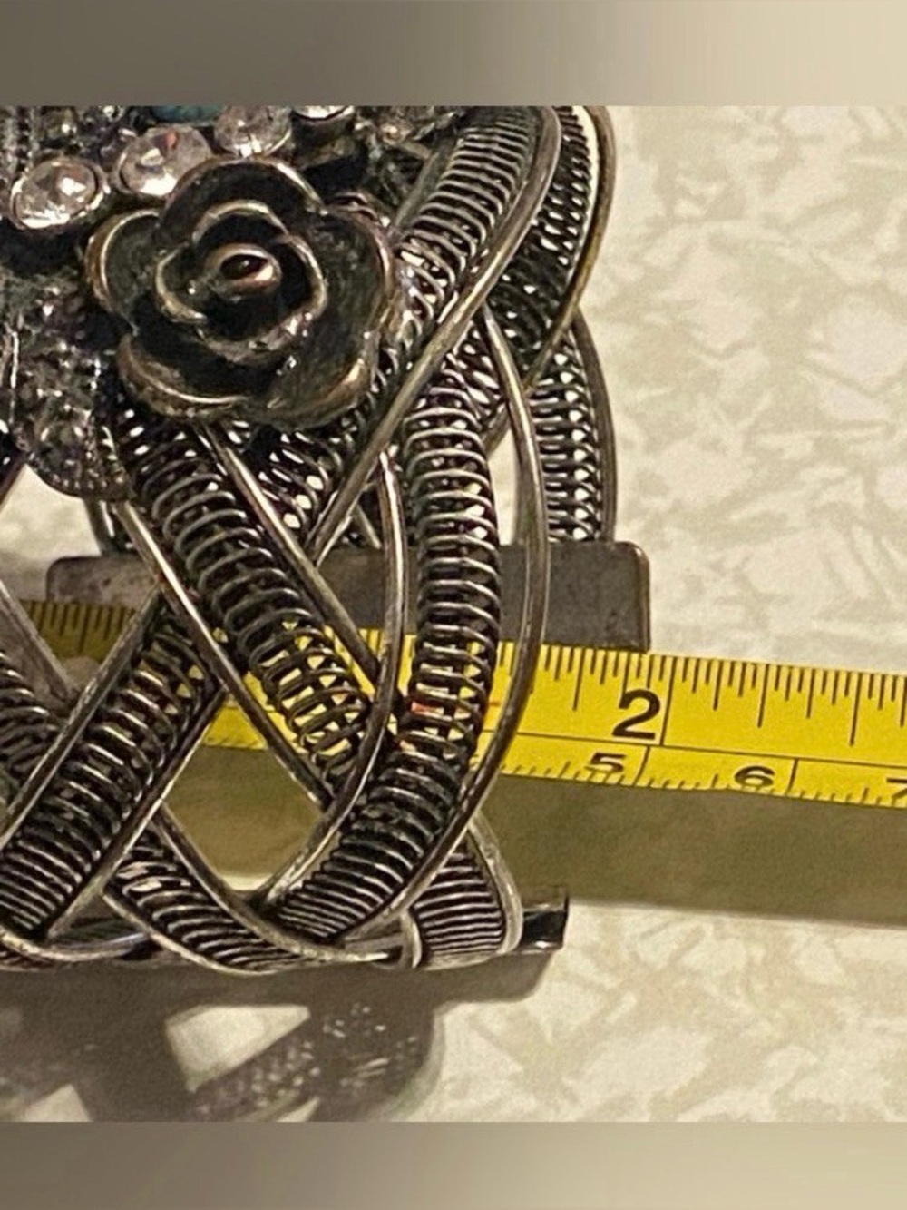 Dragonfly Faux Turquoise Silver Tone Cuff Bracelet #7295 💎 - Picture 4 of 7